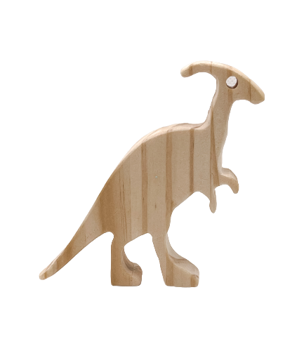 Dinosaurio de madera montessori parasaurio sin fondo